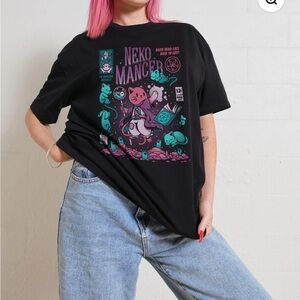 NekoMancer Tshirt •Raise Dead Cats Back to Life•Goth Cat Graphic Anime SzL